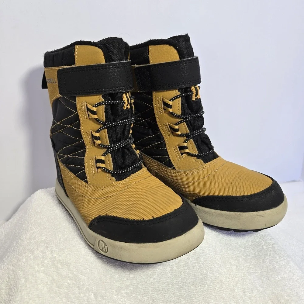 Merrell Kids Snowstorm Jr Yellow and Black Winter Boots Size 12 Waterproof Warm